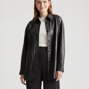 QUINCE Sheep Leather Jacket Women Oversized Large Black